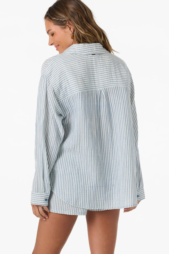 Oneill Womens Shirt Leni Stripe Relaxed Long Sleeve Top