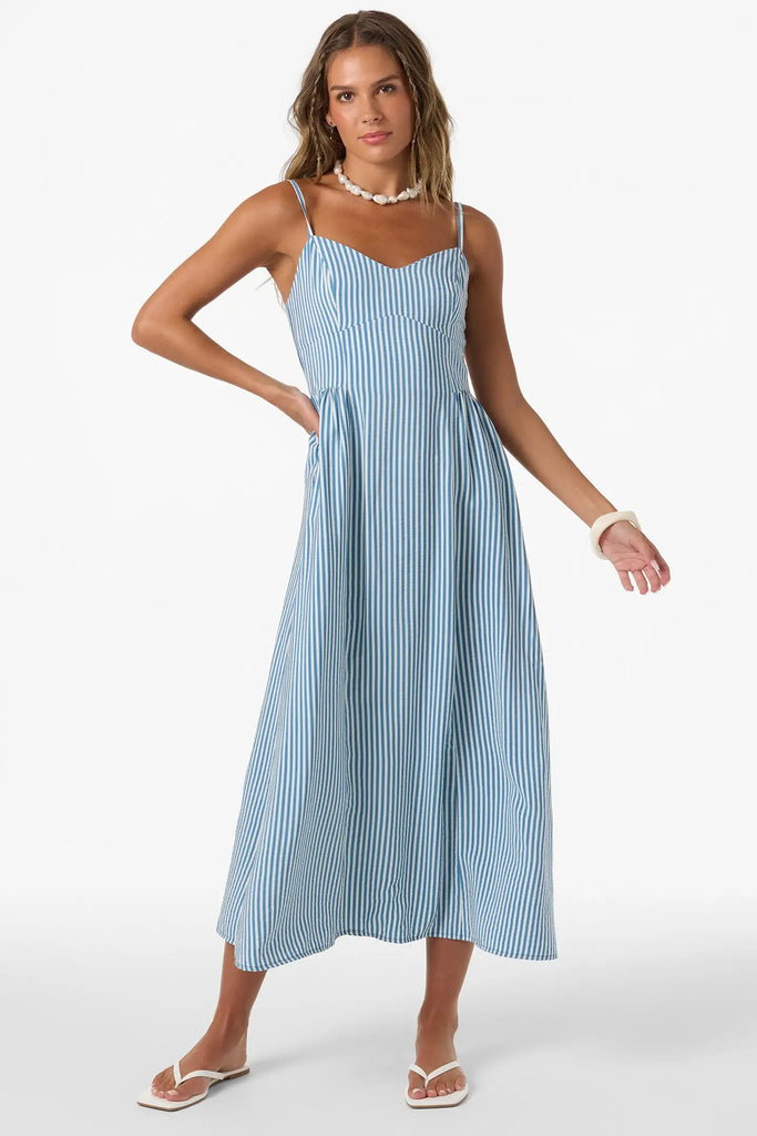 Oneill Womens Dress Linden Stripe Midi