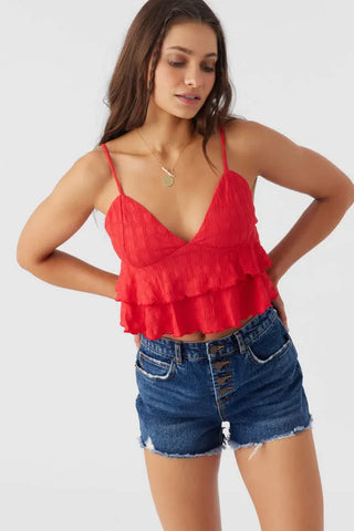 Oneill Womens Tank Top Chloey Textured Knit Tiered