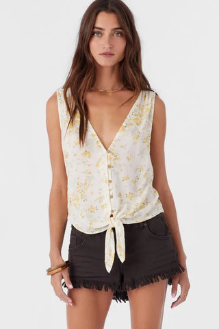 Oneill Womens Tank Top Jaden Tatianna Floral Tie Front