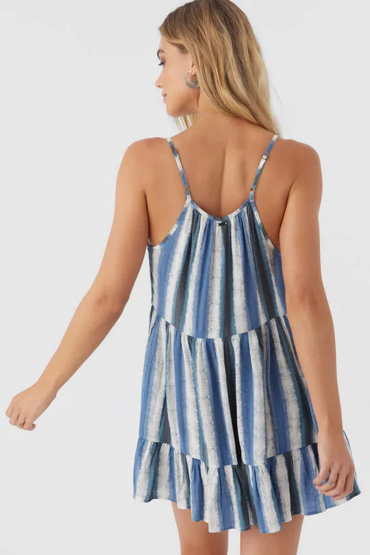 Oneill Womens Dress Cheri Fade Stripe Tiered