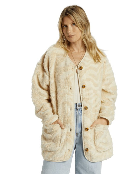 Billabong Womens Jacket Fireside Cozy Buttoned Fleece