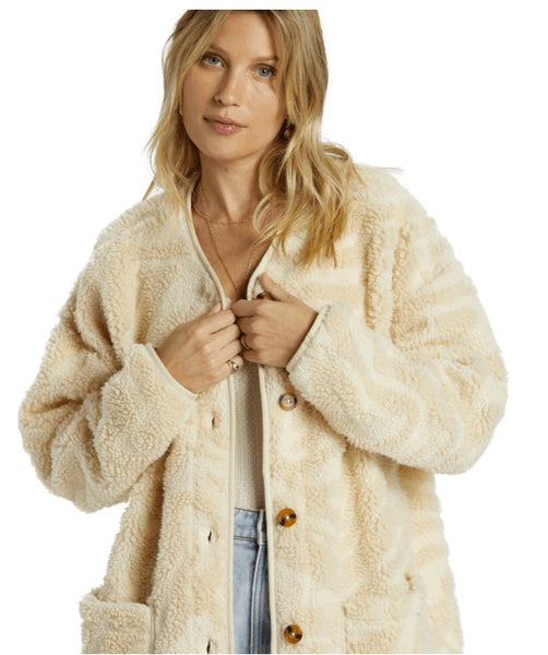 Billabong Womens Jacket Fireside Cozy Buttoned Fleece