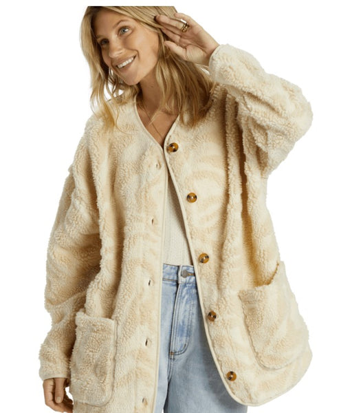 Billabong Womens Jacket Fireside Cozy Buttoned Fleece