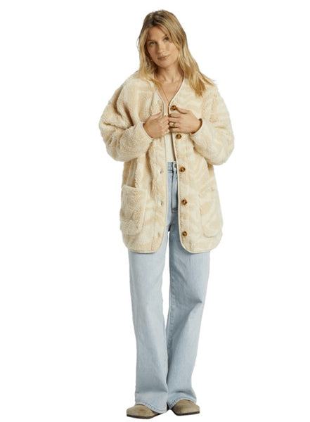 Billabong Womens Jacket Fireside Cozy Buttoned Fleece