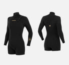 Manera Womens Wetsuits SEAFARER Shorty Hybrid 3.2mm Long Sleeve Chest Zip Springsuit