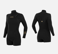 Manera Womens Wetsuits SEAFARER Shorty Hybrid 3.2mm Long Sleeve Chest