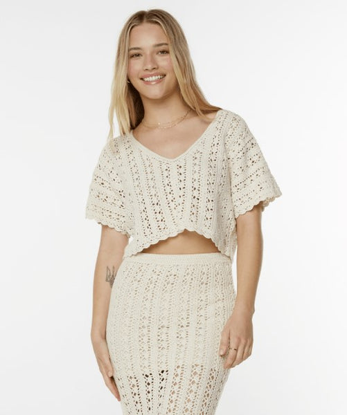 Roxy Womens Shirt Sea Swirl Crochet Tee