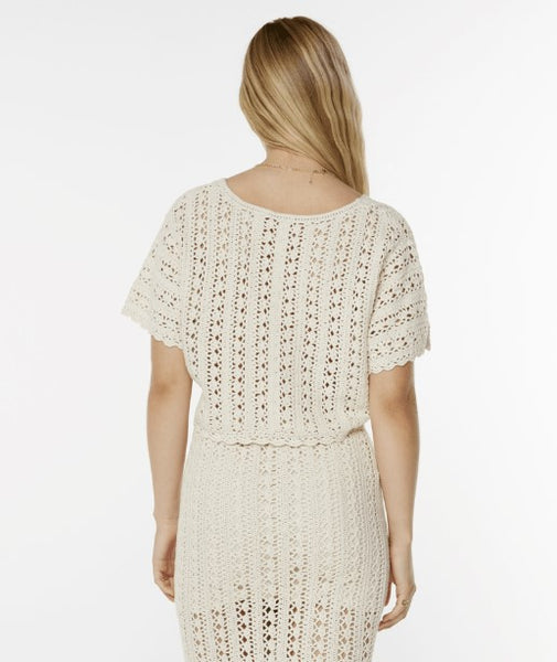 Roxy Womens Shirt Sea Swirl Crochet Tee