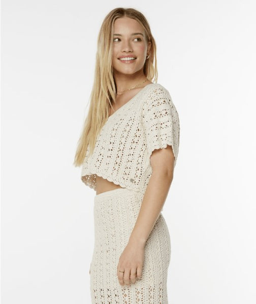 Roxy Womens Shirt Sea Swirl Crochet Tee