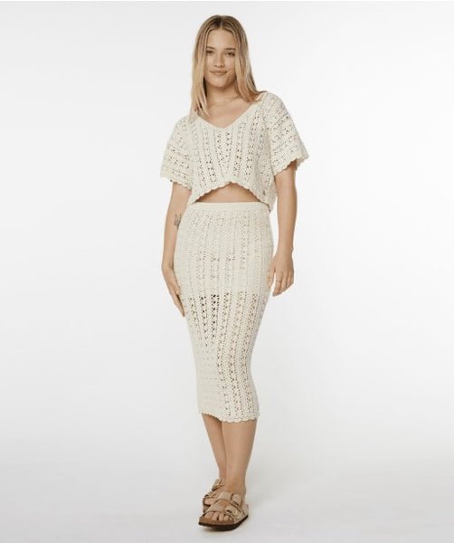 Roxy Womens Shirt Sea Swirl Crochet Tee