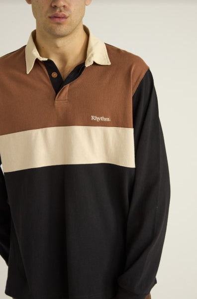 Rhythm Mens Shirt Hayes LS Rugby Polo