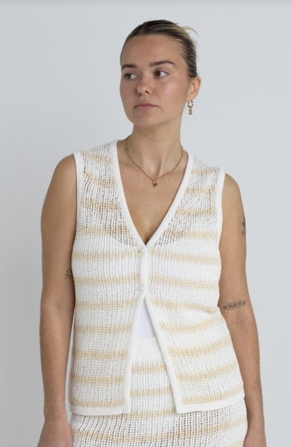 Rhythm Womens Tank Top Sol Stripe Longline Knit Vest