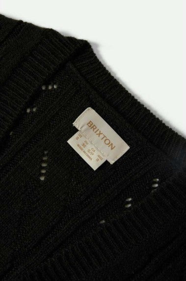 Brixton Womens Sweater Cropped Pointelle Tie Cardigan