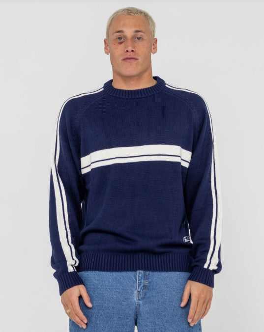 Rusty Mens Sweatshirt White Lines 2.0 Knitted Crew