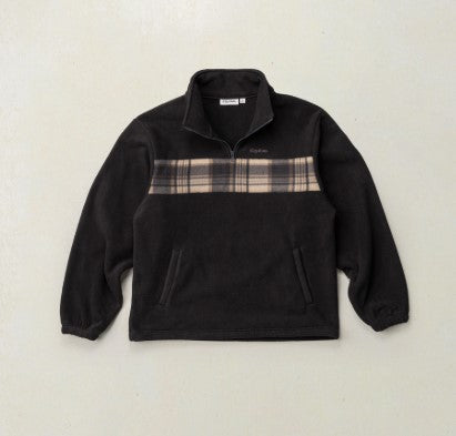 Rhythm Mens Sweatshirt Checkered Fleece Quarter Zip