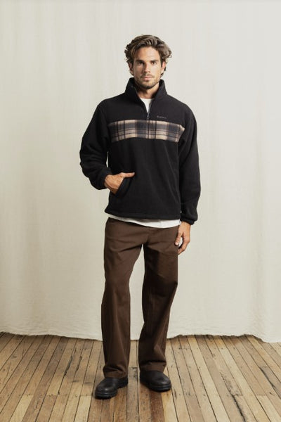 Rhythm Mens Sweatshirt Checkered Fleece Quarter Zip