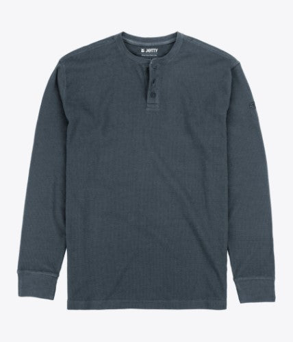 Jetty Mens Shirt Seabed Waffle Henley Long Sleeve