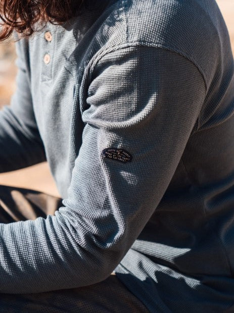 Jetty Mens Shirt Seabed Waffle Henley Long Sleeve