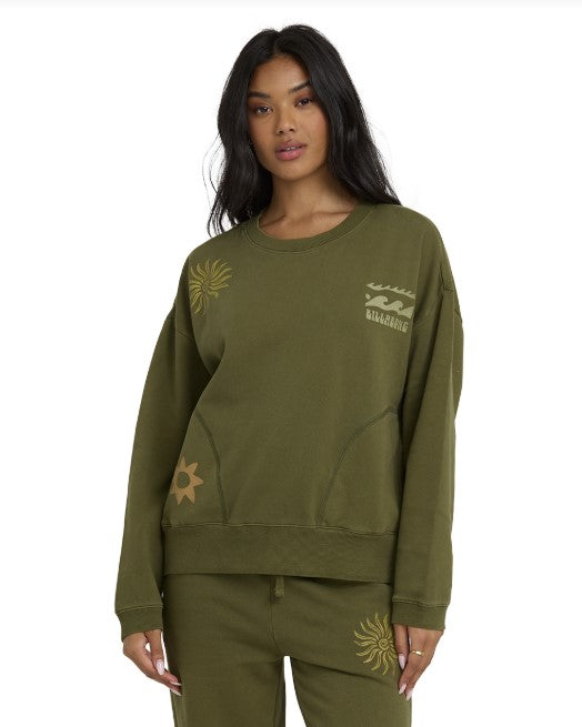 Billabong Womens Sweatshirt Sightseer Wave Crew