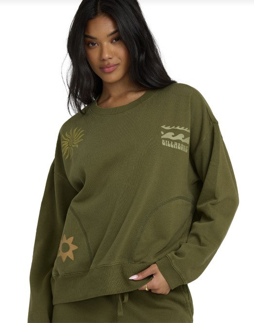 Billabong Womens Sweatshirt Sightseer Wave Crew