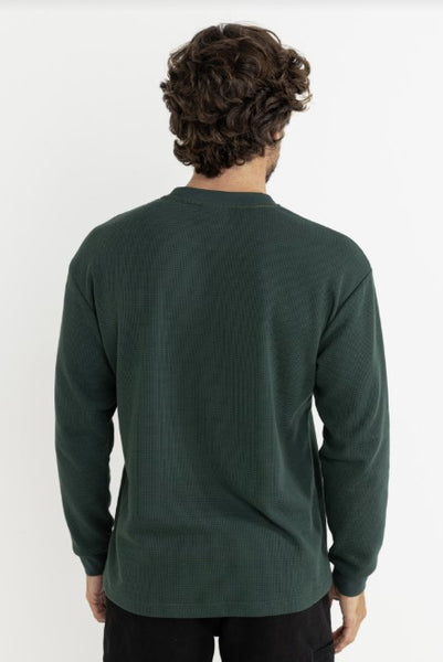Rhythm Mens Shirt Vintage Pocket Long Sleeve Waffle