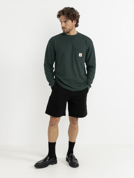 Rhythm Mens Shirt Vintage Pocket Long Sleeve Waffle