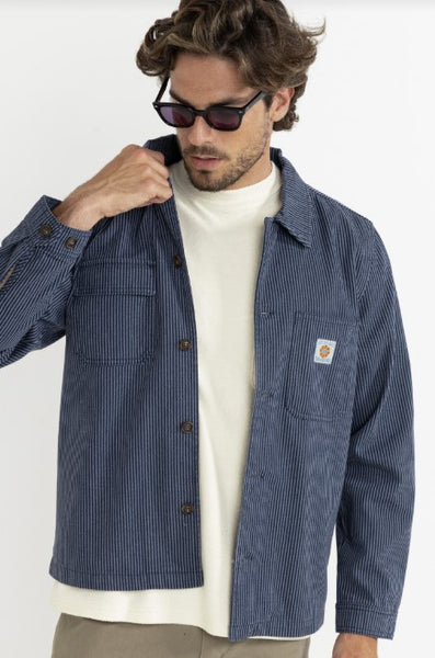 Rhythm Mens Shirt Hickory Stripe Work Shirt
