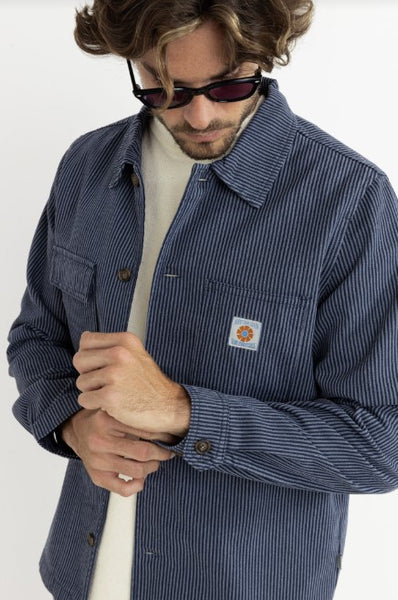 Rhythm Mens Shirt Hickory Stripe Work Shirt