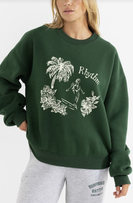 Rhythm Womens Sweatshirt Surf Rider Crew Neck Fleece