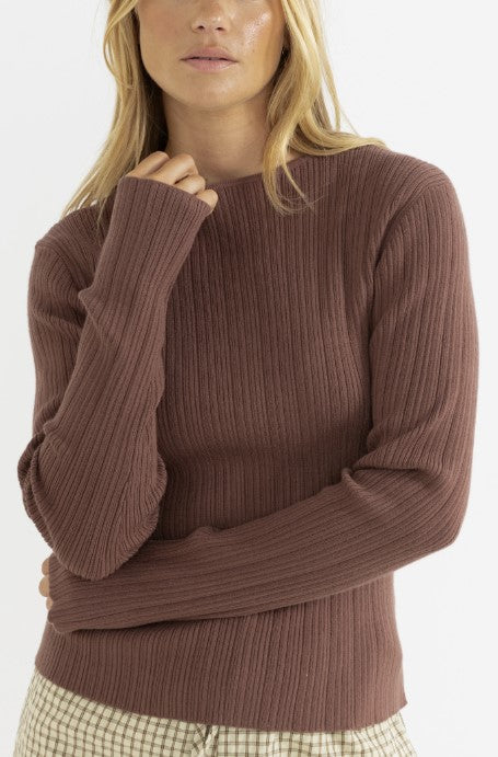 Rhythm Womens Shirt Essential Long Sleeve Knit Top
