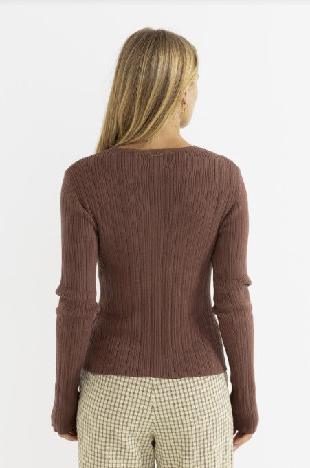 Rhythm Womens Shirt Essential Long Sleeve Knit Top