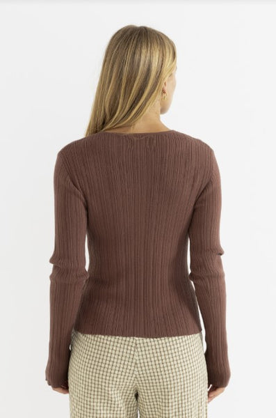 Rhythm Womens Shirt Essential Long Sleeve Knit Top