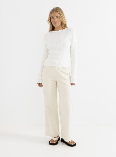 Rhythm Womens Shirt Essential Long Sleeve Knit Top