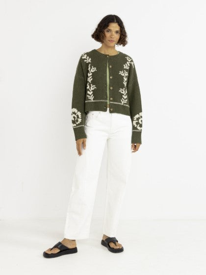 Rhythm Womens Sweater Antique Floral Crop Cardigan