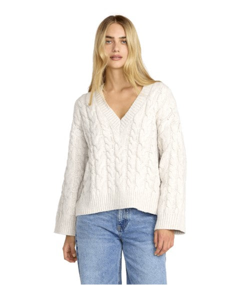 RVCA Womens Sweater Cable V Neck