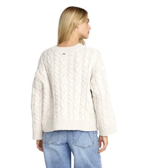 RVCA Womens Sweater Cable V Neck