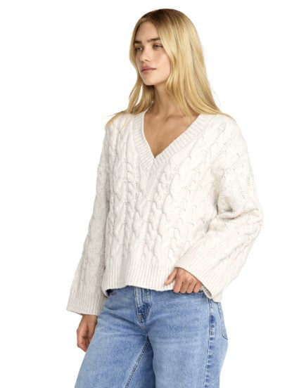 RVCA Womens Sweater Cable V Neck