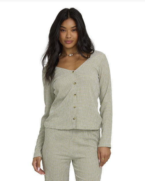 Billabong Womens Shirt Hot Check Long Sleeve Knit Top