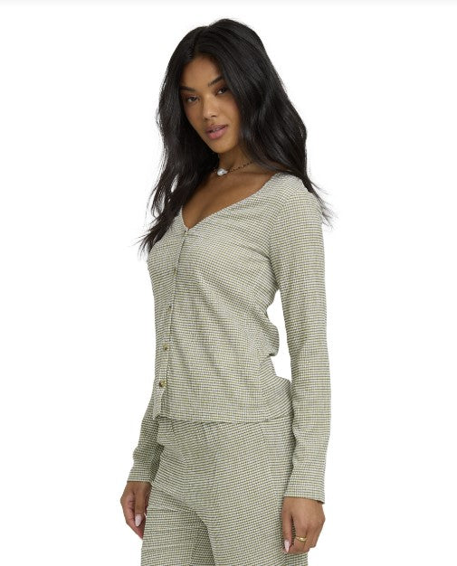 Billabong Womens Shirt Hot Check Long Sleeve Knit Top