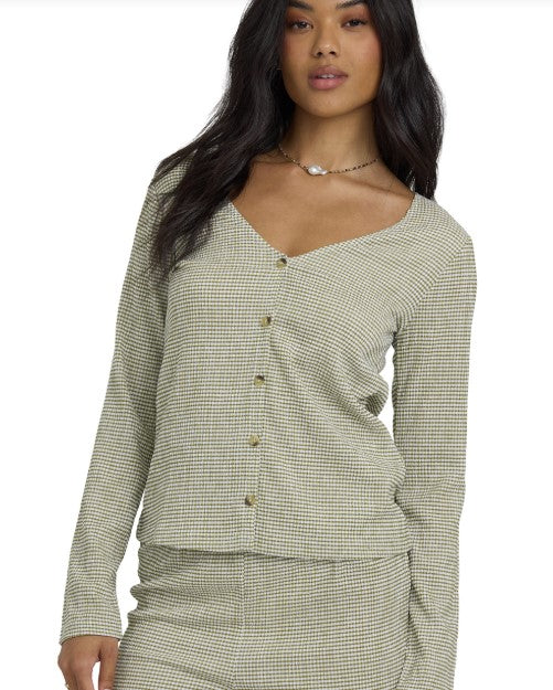 Billabong Womens Shirt Hot Check Long Sleeve Knit Top