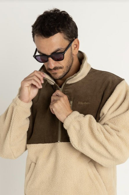 Rhythm Mens Sweatshirt Dune Half Zip Pullover