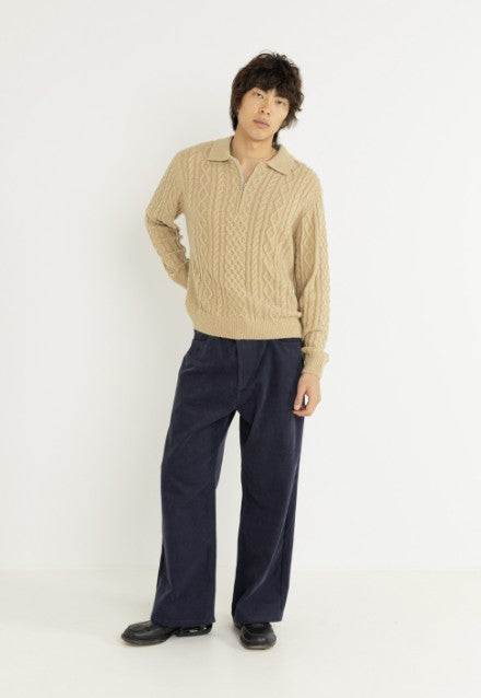 Rhythm Mens Sweater Mohair Quarter Zip Fisherman Knit