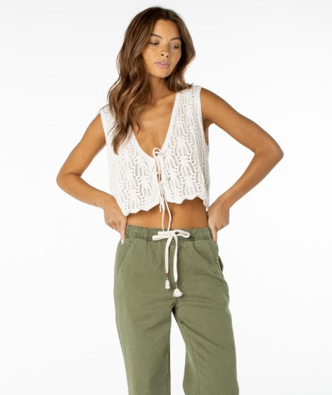 Roxy Womens Tank Top Beach Bound Crochet Vest