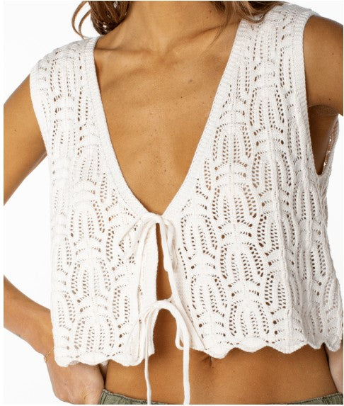 Roxy Womens Tank Top Beach Bound Crochet Vest