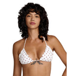 RVCA Womens Bikini Top Dot Ruffle Halter Tri