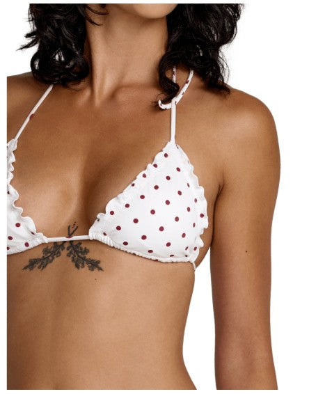 RVCA Womens Bikini Top Dot Ruffle Halter Tri
