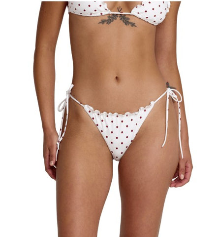 RVCA Womens Bikini Bottoms Dot Ruffle Skimpy Tie