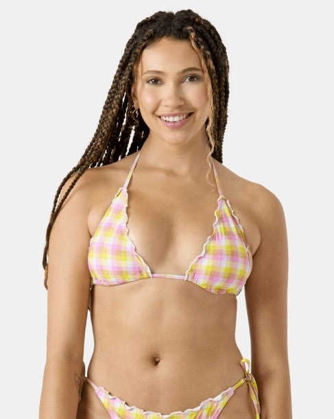 Roxy Womens Bikini Top Check Me Out Mini Tiki Tri With Ruffle Edge