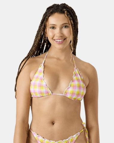 Roxy Womens Bikini Top Check Me Out Mini Tiki Tri With Ruffle Edge